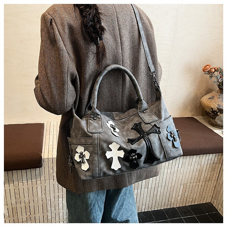 Chrome Hearts Black and White Patchwork Travel Bag