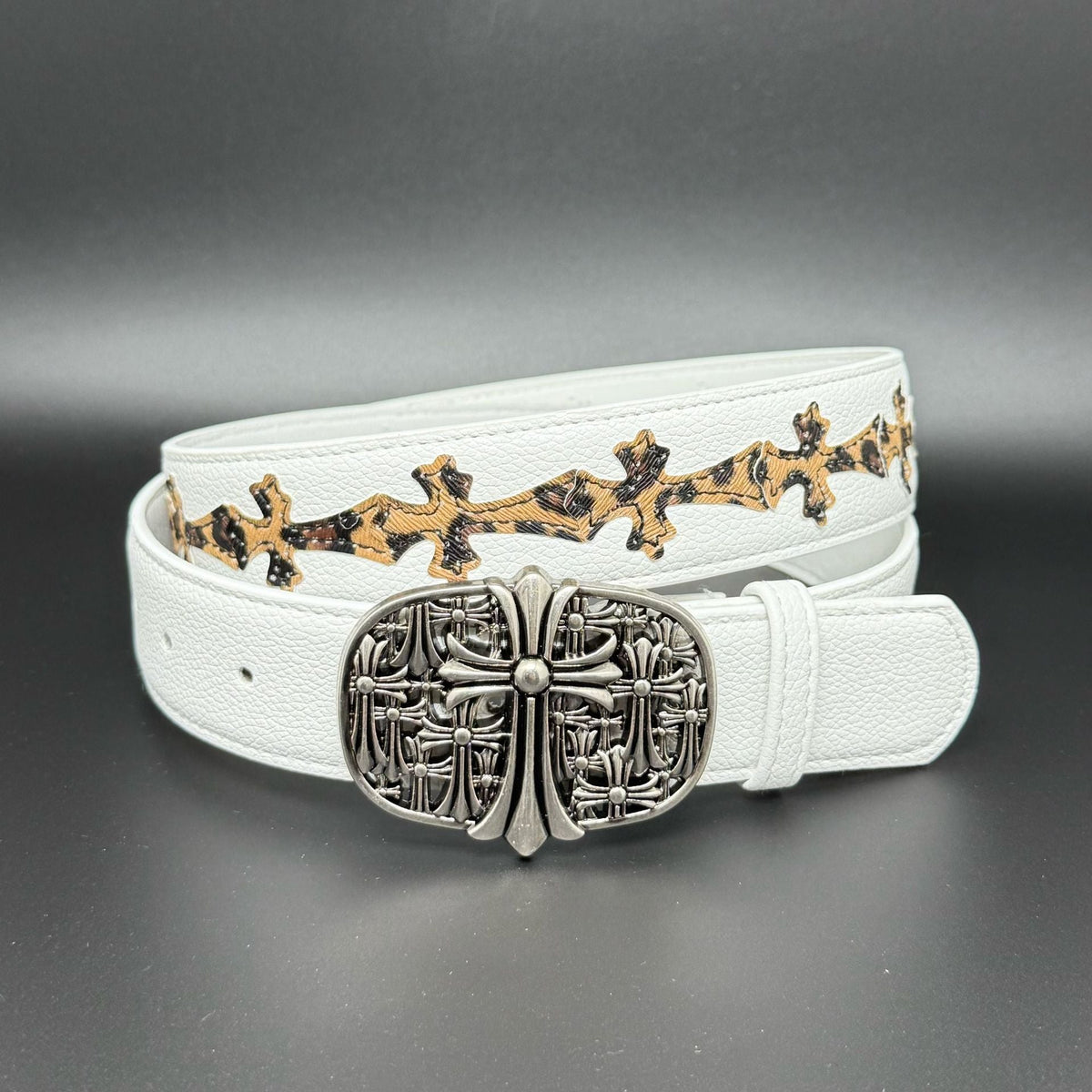 Chrome Hearts Cross-Motif Classic Leather Belt