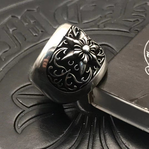 925 sterling silver chrome hearts vine hexagram rings