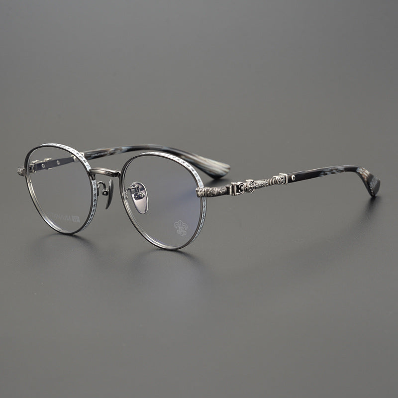 Chrome Hearts craftsmanship carved round frame glasses