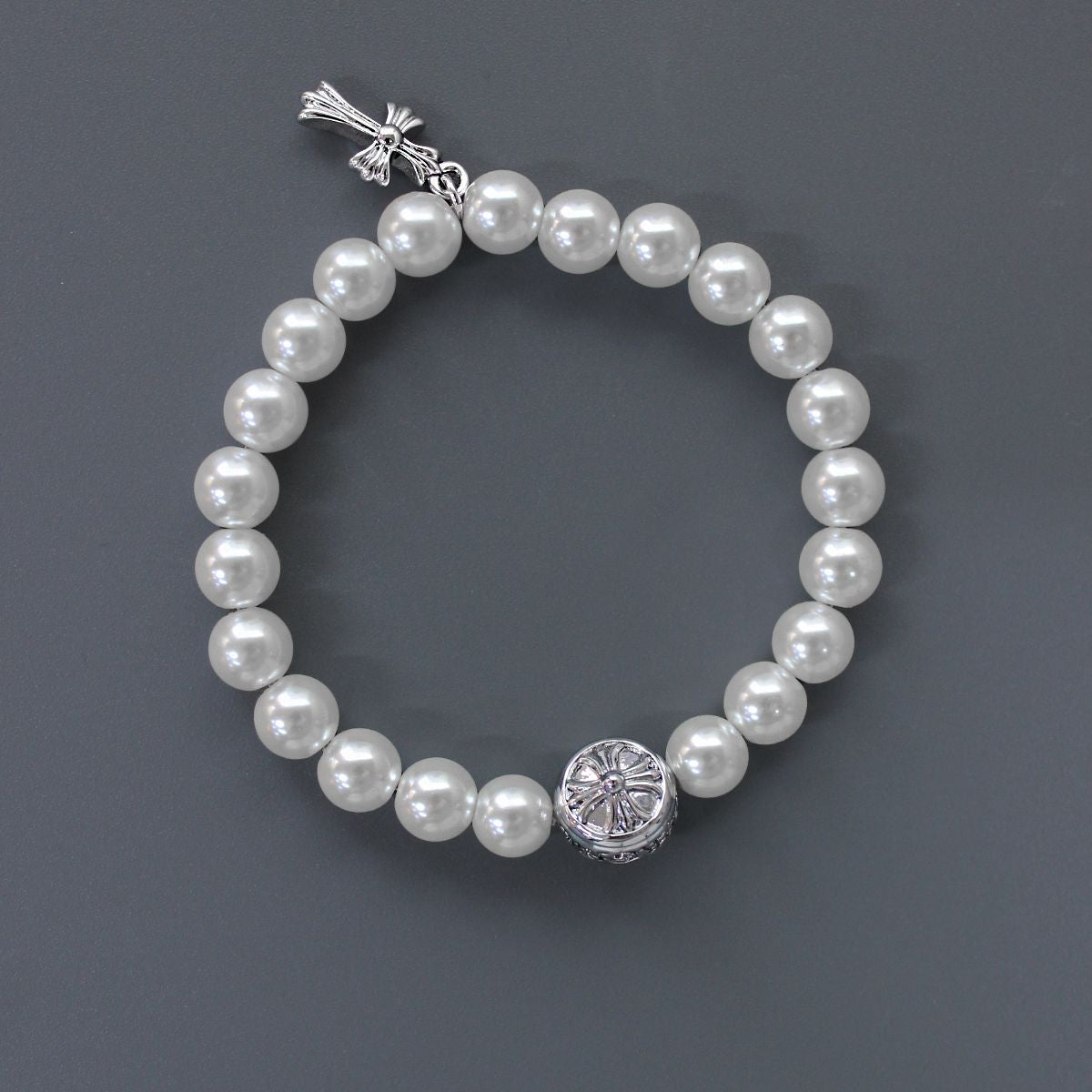 Chrome Hearts Cross Pearl Bracelet