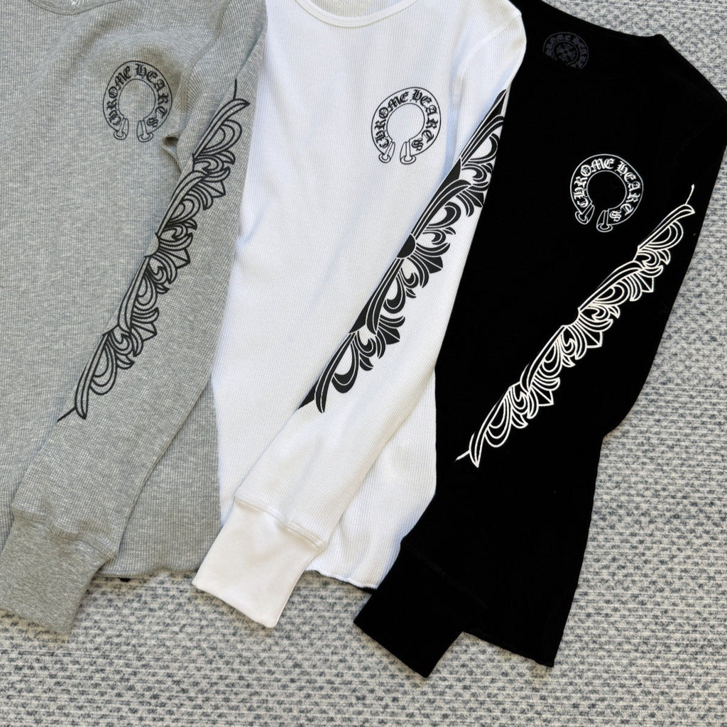Chrome Hearts waffle horseshoe print long-sleeved T-shirt