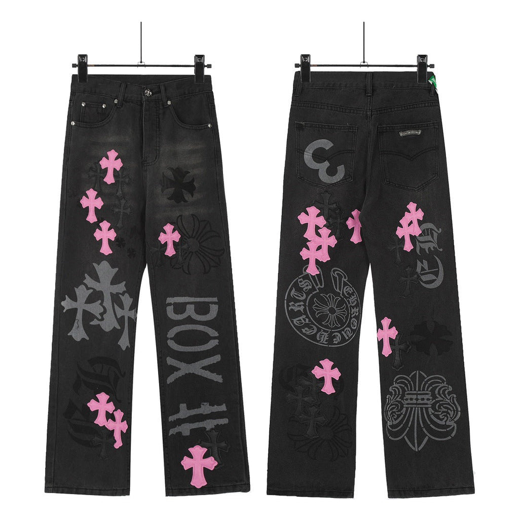 Chrome Hearts Cross Leather Jeans