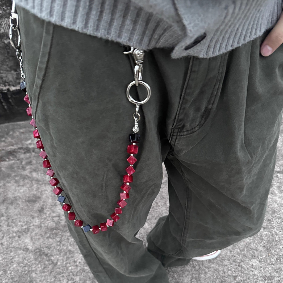 Chrome Hearts acrylic red beads pants chain