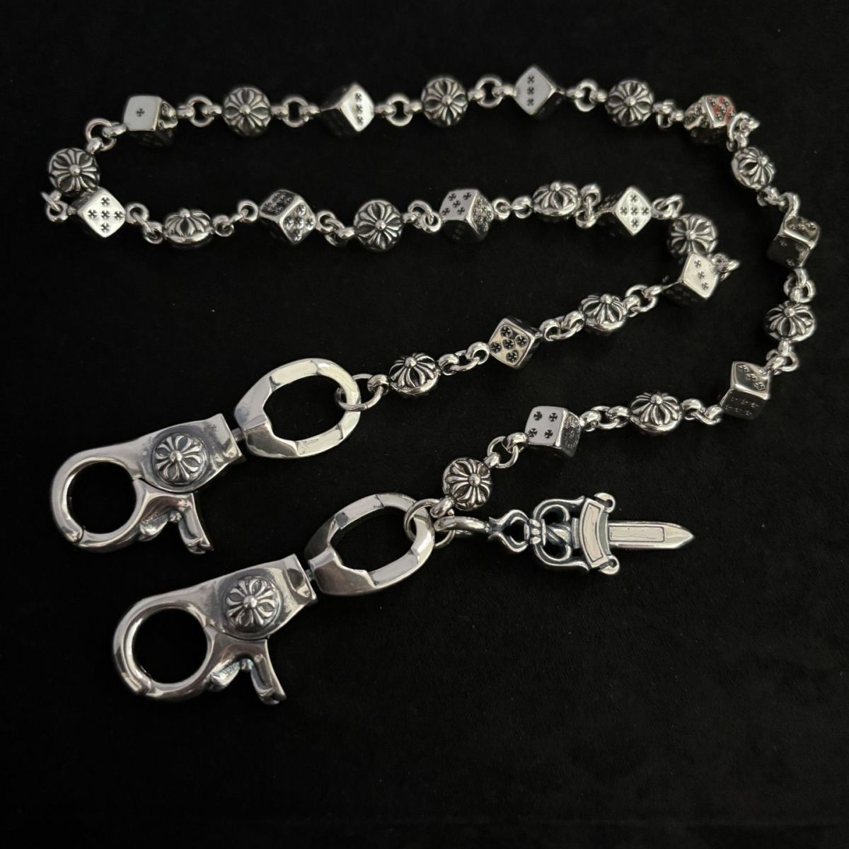 Chrome Hearts double lobster buckle versatile pants chain