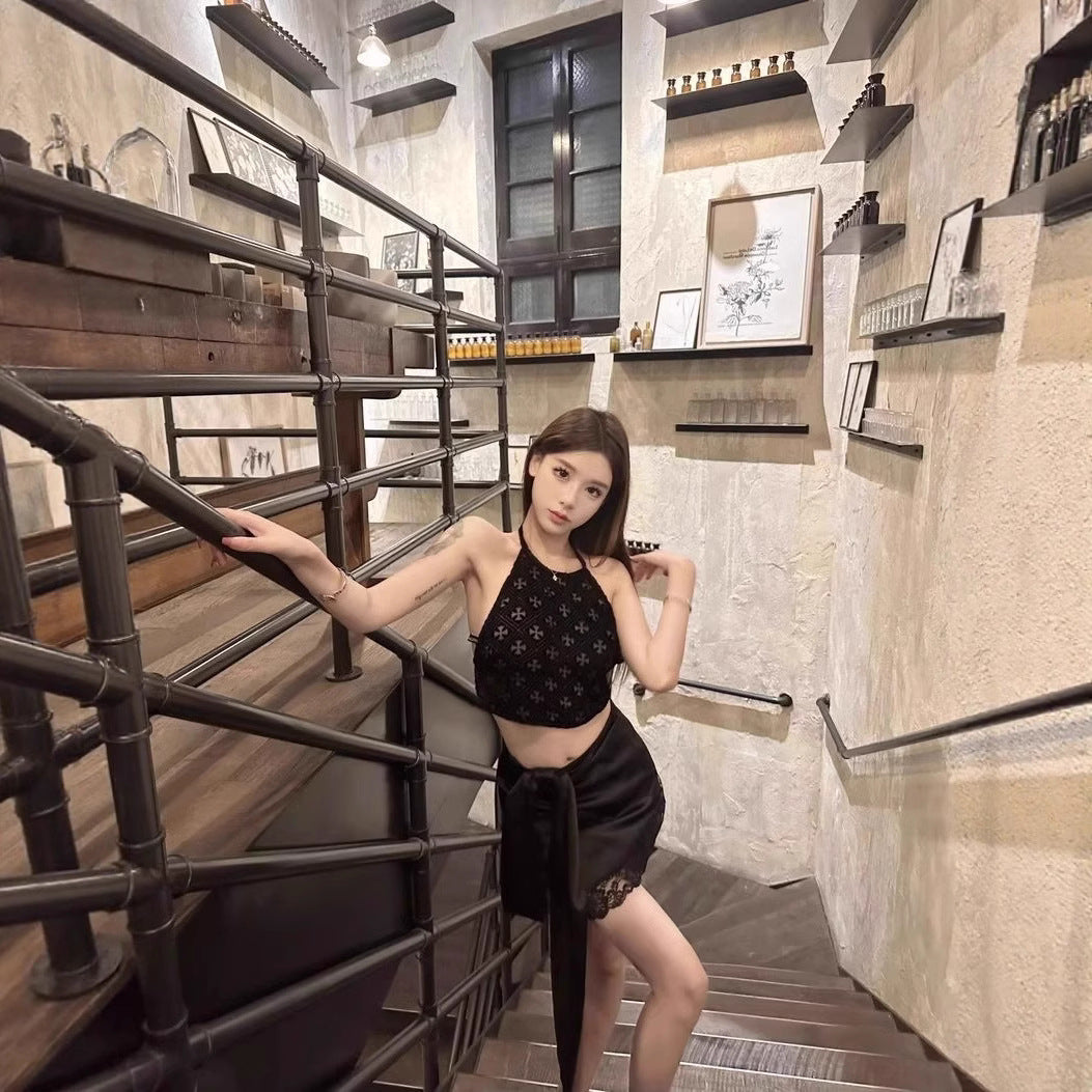 Chrome Hearts Retro Cross Hollow-Out Halter Neck Tank Top
