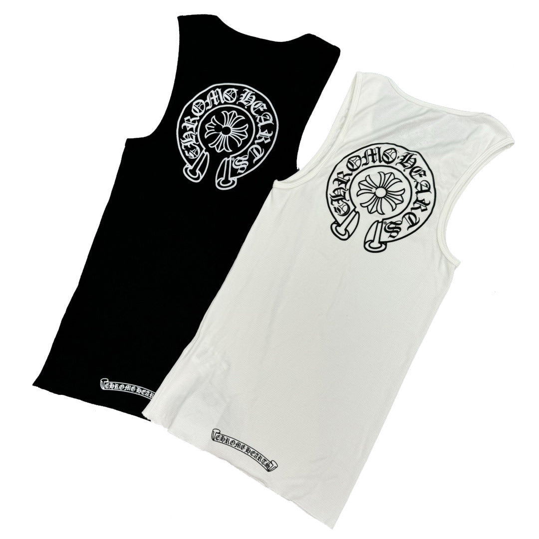 Chrome Hearts T-shaped printed black and white vest skirt