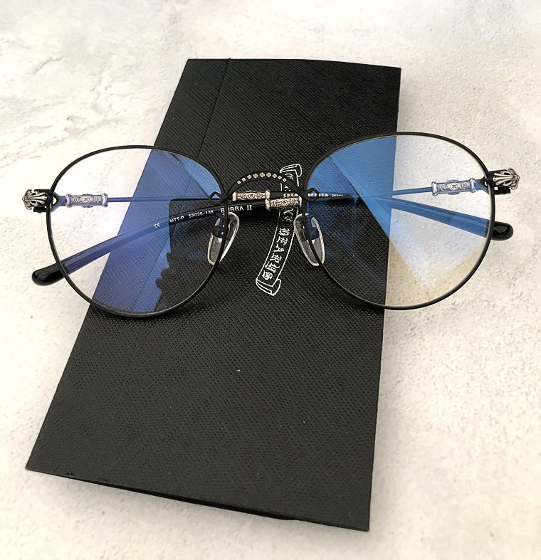 chrome hearts metal round frame retro art glasses