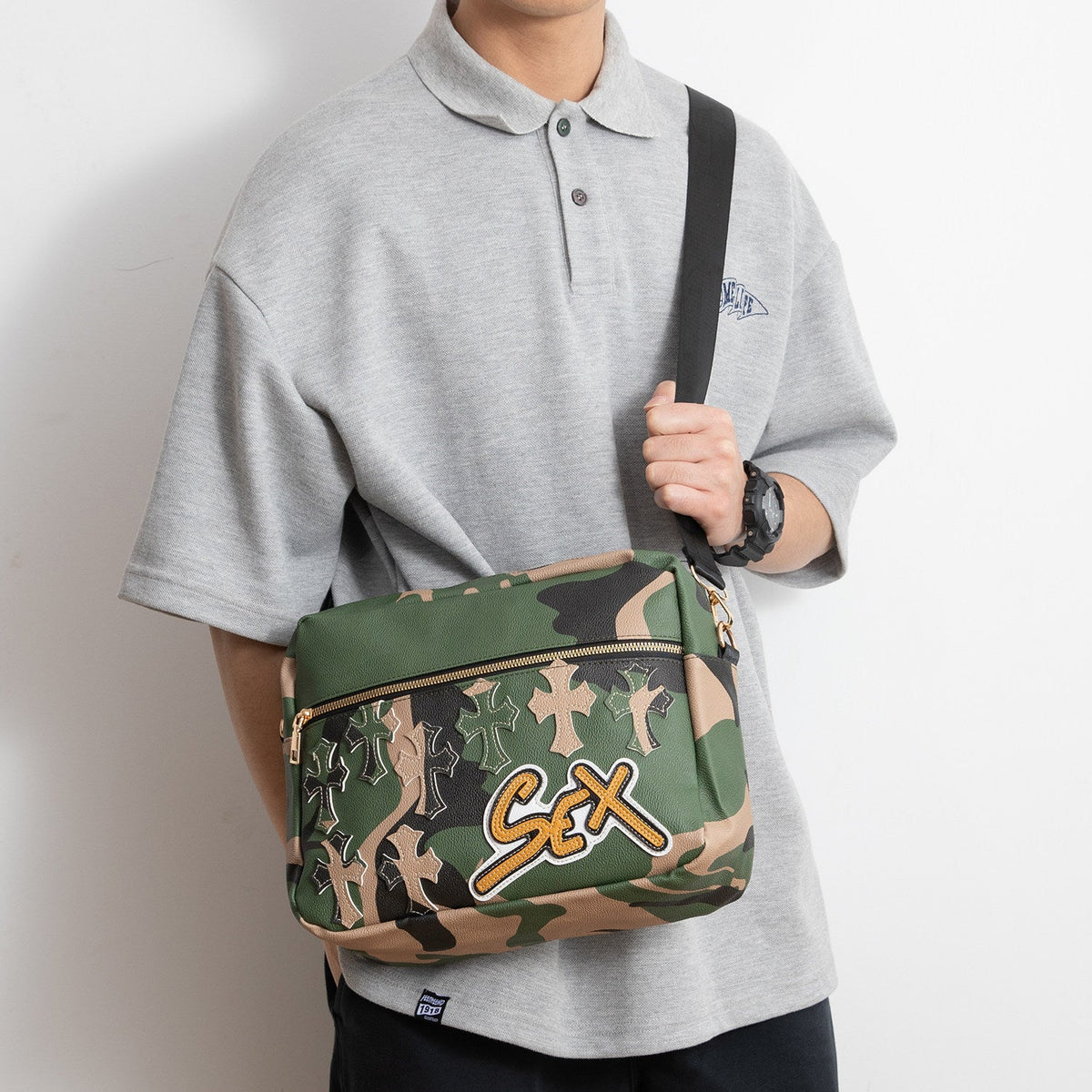 Chrome Hearts Camouflage Sports PU Leather Crossbody Bag