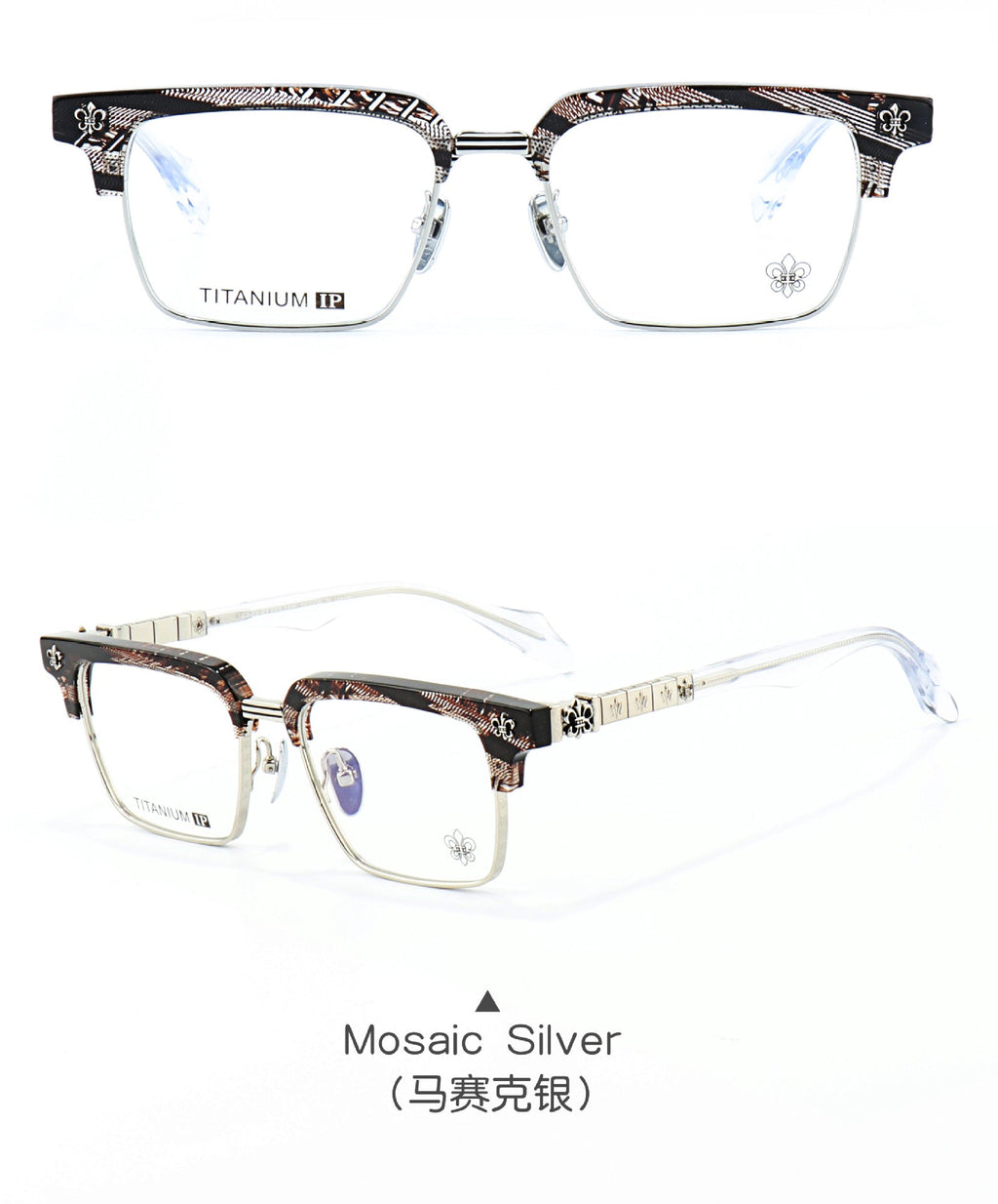 Chrome Hearts half-rimmed accordion temple glasses