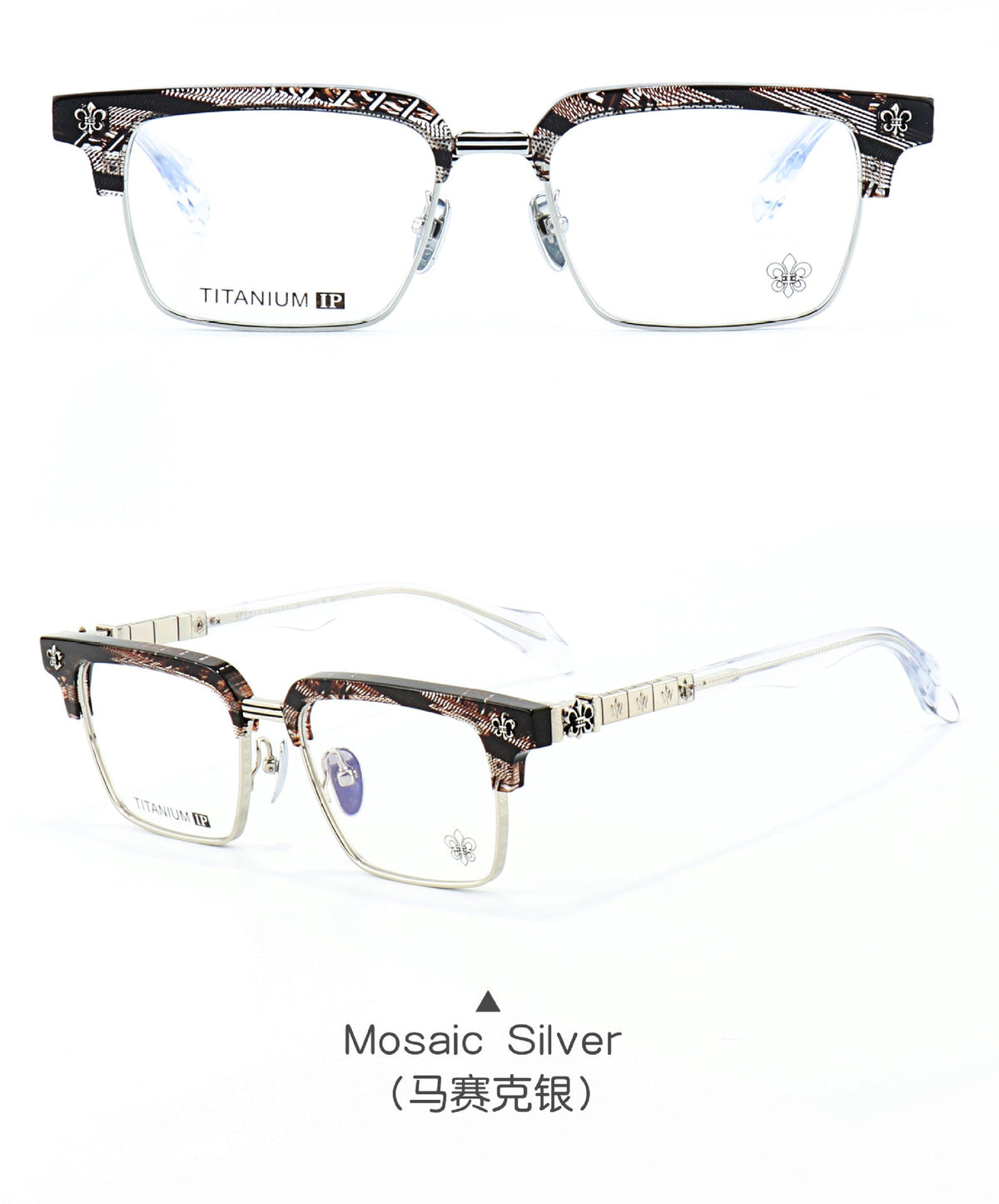 Chrome Hearts half-rimmed accordion temple glasses