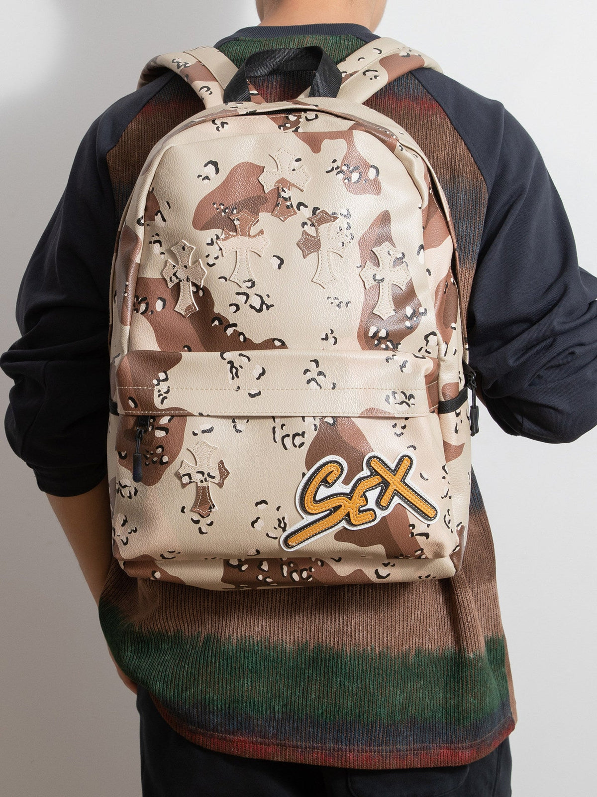 Chrome Hearts Cross Large Capacity PU Leather Backpack