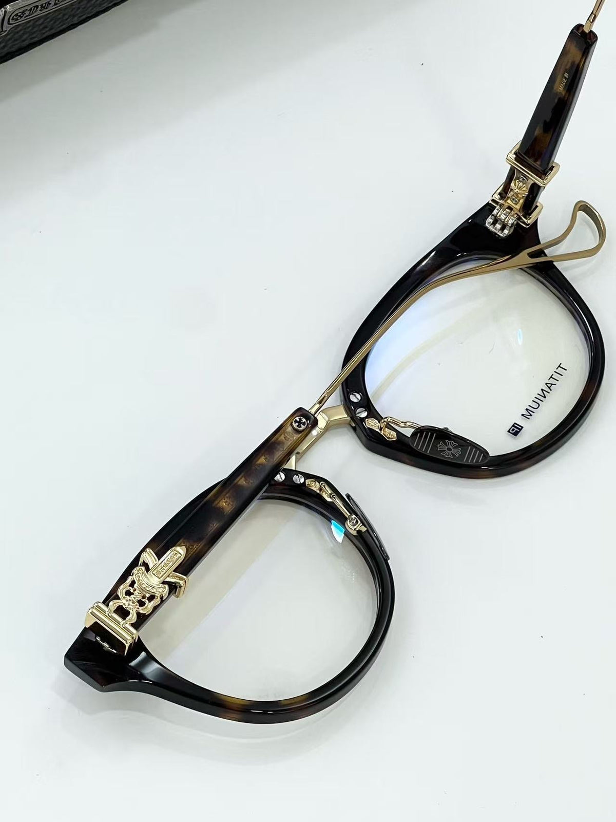Chrome Hearts Big Sword Light Titanium Metal Oval Glasses