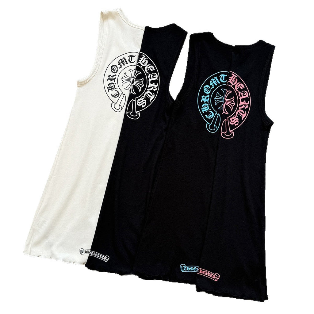 Chrome Hearts horseshoe print sleeveless vest dress