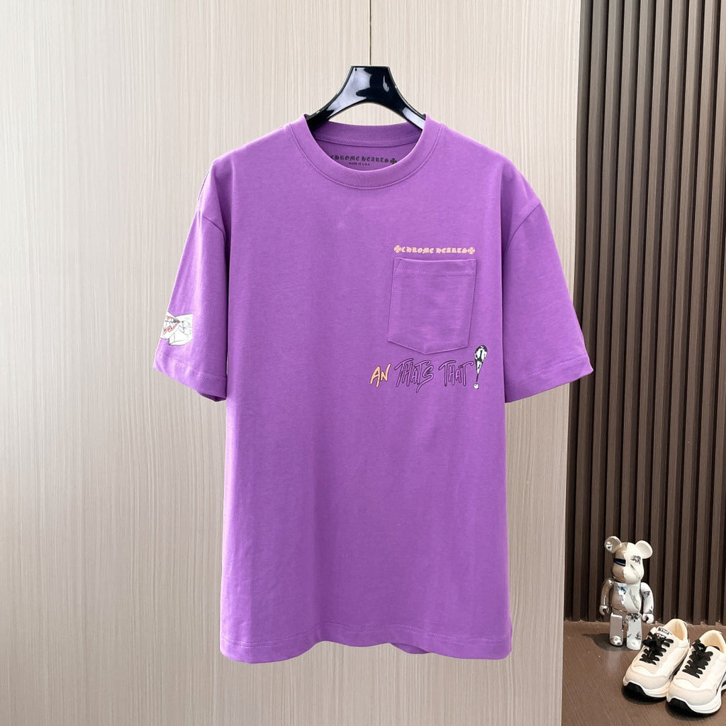 Chrome Hearts matty boy round neck purple short-sleeved T-shirt