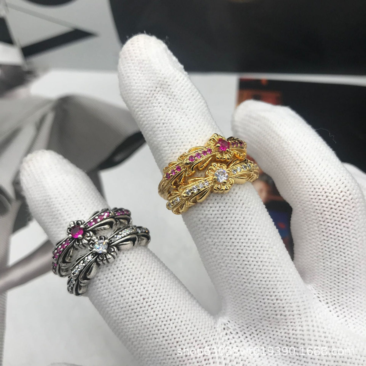 chrome hearts diamond retro narrow ring