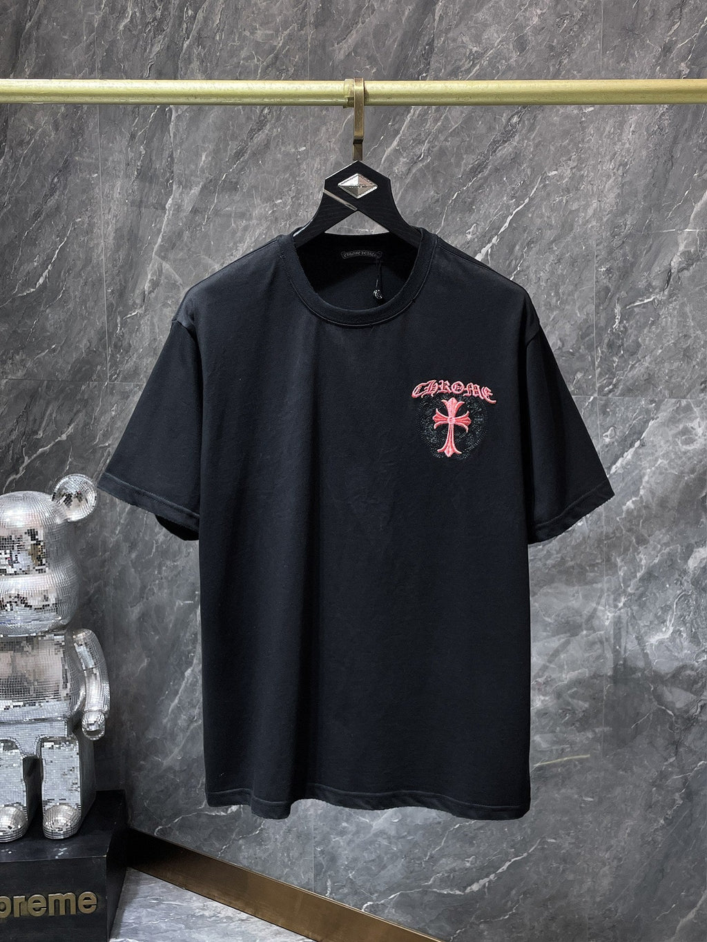Chrome Hearts Cross & Horseshoe Double-Layer Embroidered T-Shirt