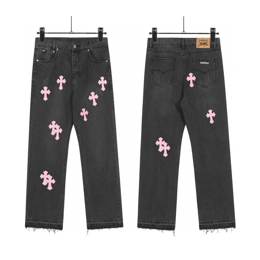 Chrome Hearts Cross Leather Jeans