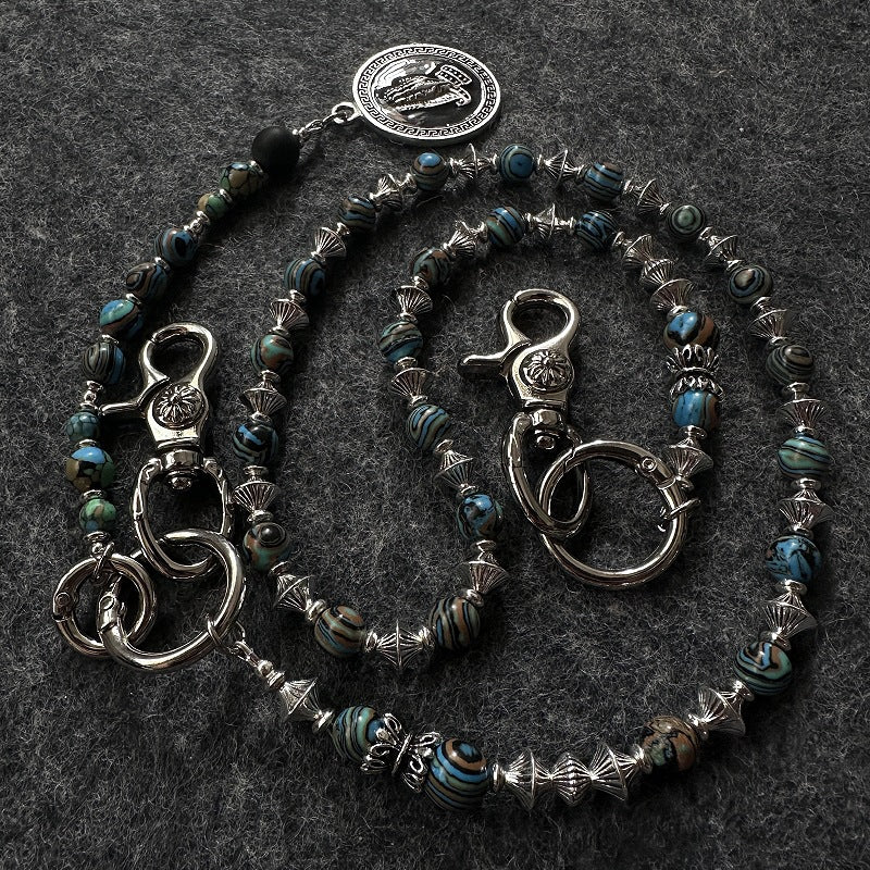 black silver stamp waist chain