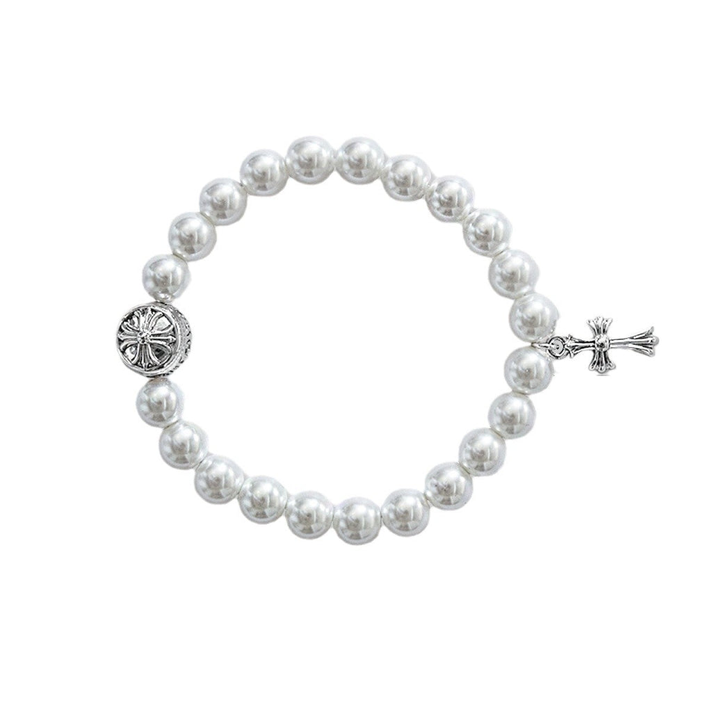 Chrome Hearts Cross Pearl Bracelet
