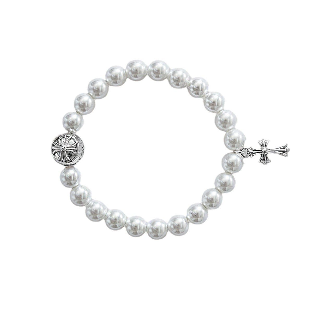 Chrome Hearts Cross Pearl Bracelet