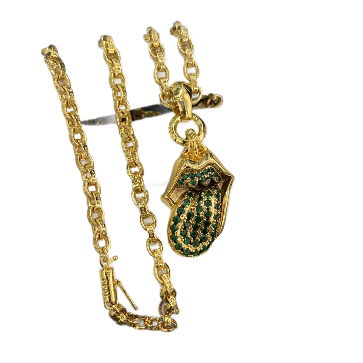 Chrome Hearts Golden Diamond Tongue Pendant