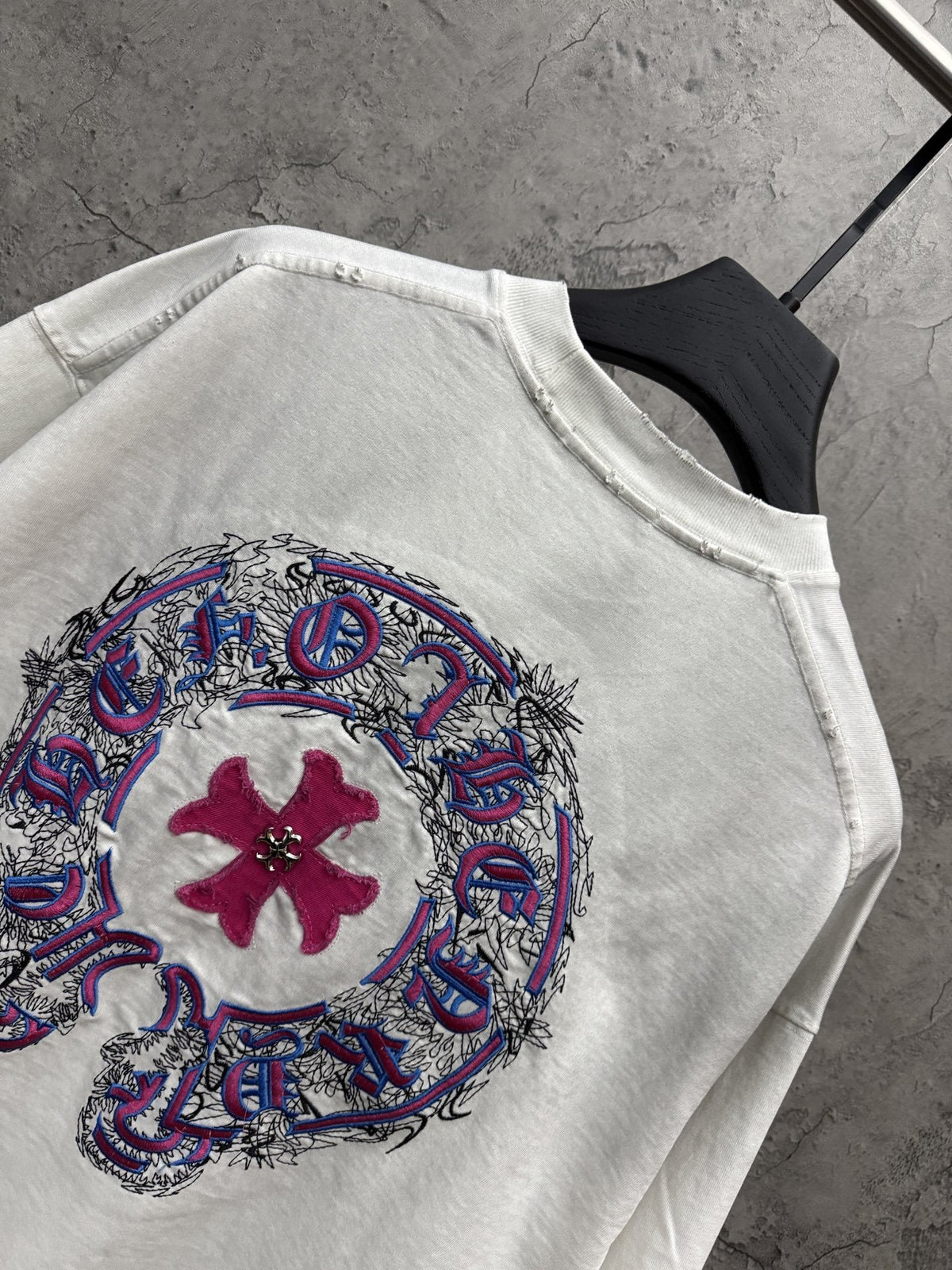 Chrome Hearts Washed Appliqué Embroidered Short-Sleeve T-Shirt