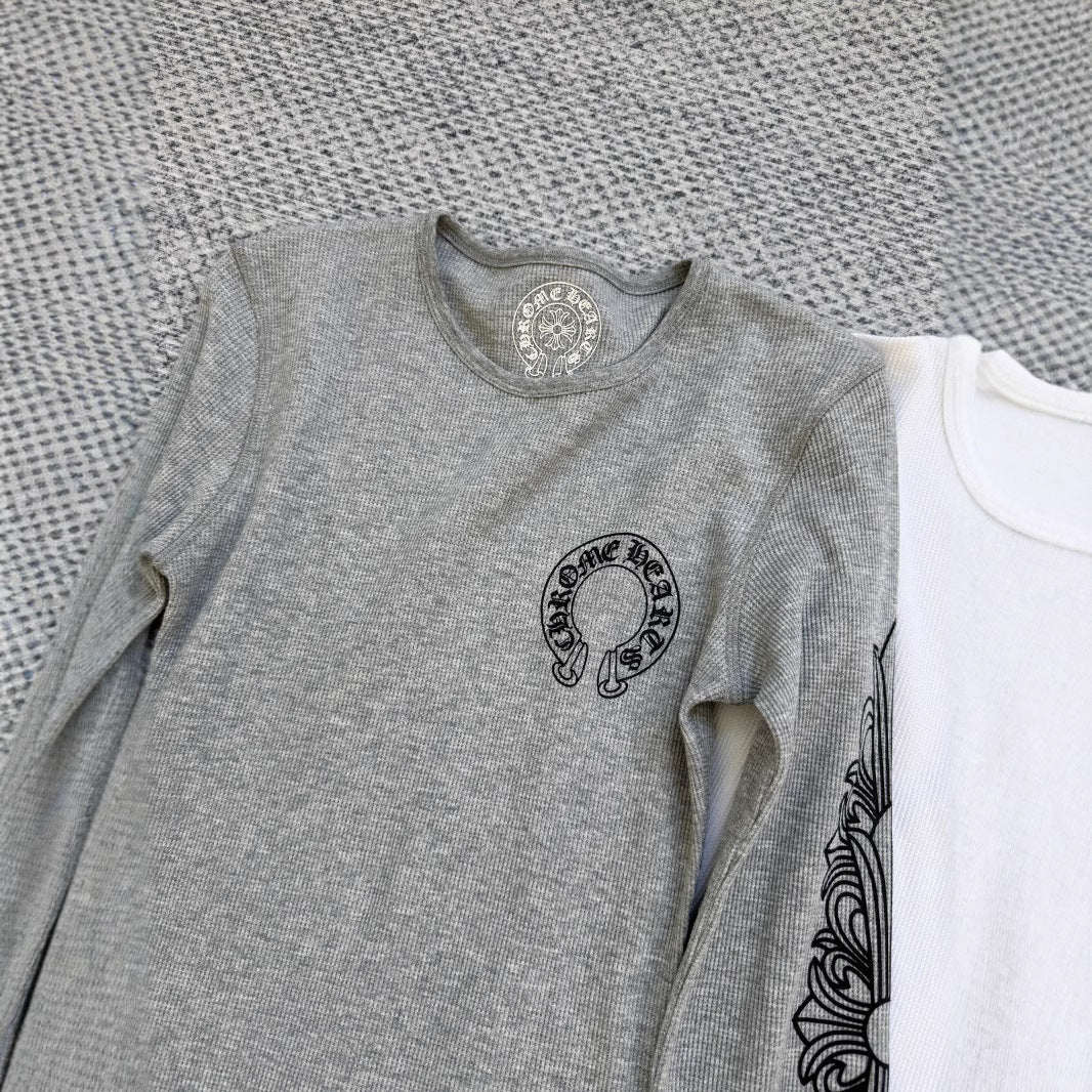 Chrome Hearts waffle horseshoe print long-sleeved T-shirt