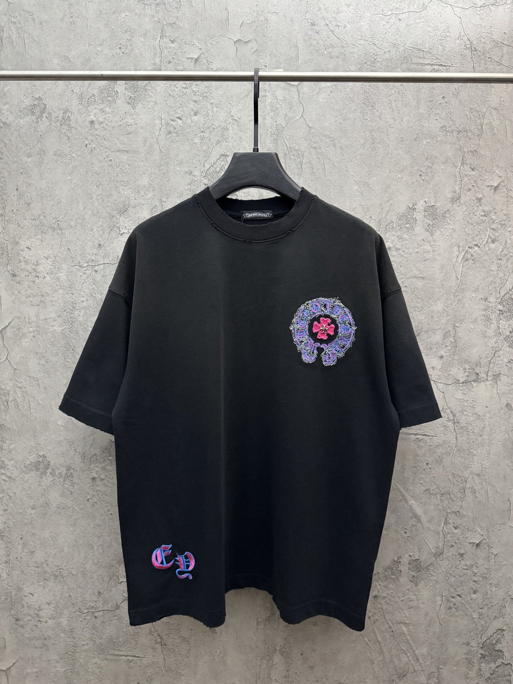 Chrome Hearts Washed Appliqué Embroidered Short-Sleeve T-Shirt