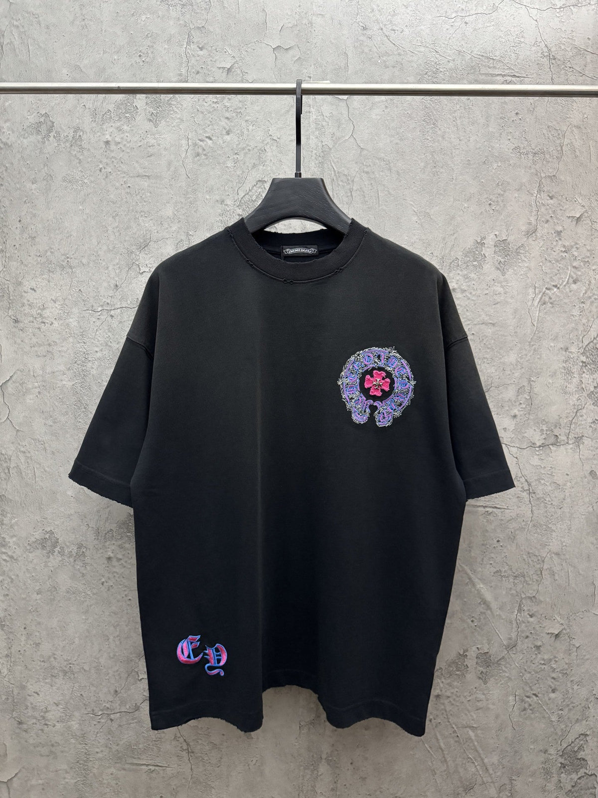 Chrome Hearts Washed Appliqué Embroidered Short-Sleeve T-Shirt
