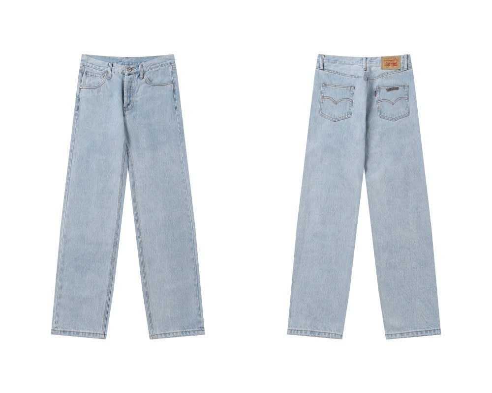 Chrome Hearts color cross leather jeans