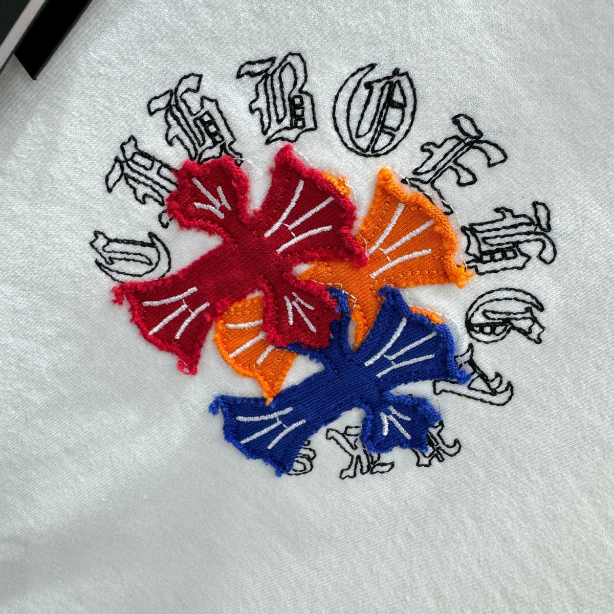 Chrome Hearts Washed Appliqué Embroidered Short-sleeved T-shirt