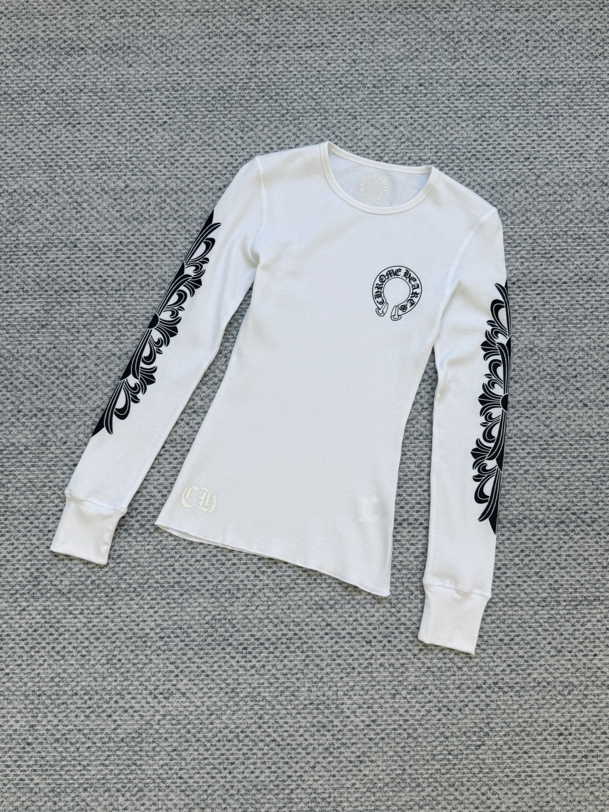 Chrome Hearts waffle horseshoe print long-sleeved T-shirt