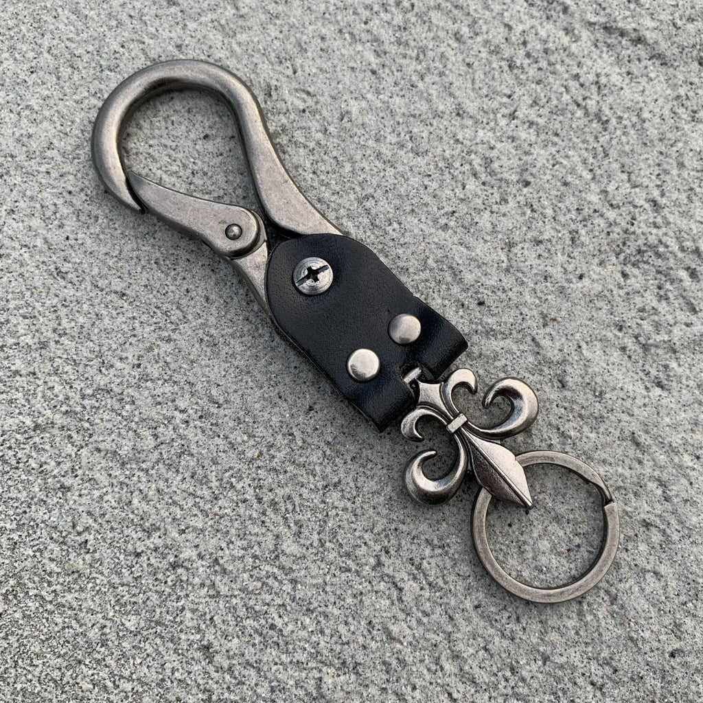 chrome hearts cross flower cowhide keychain