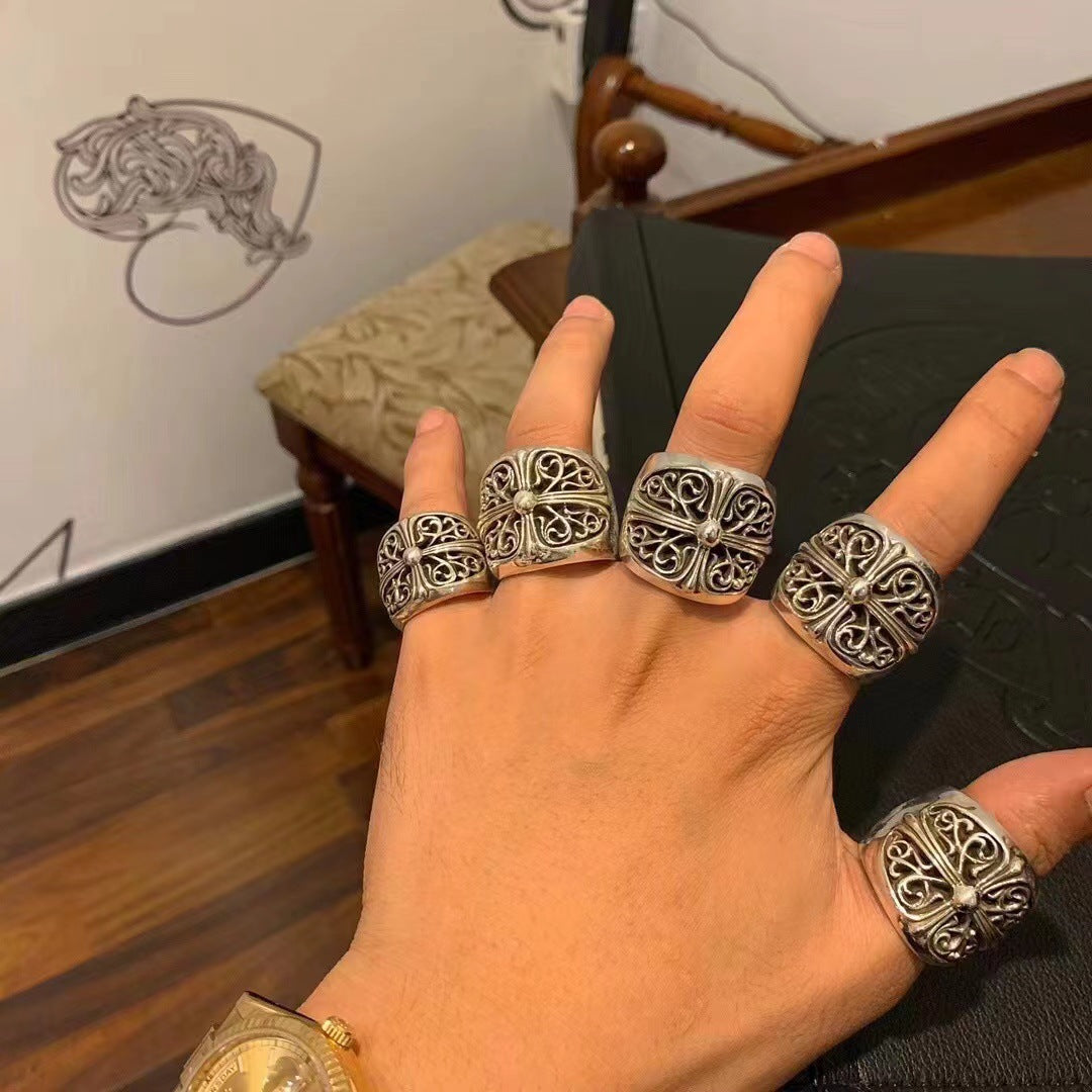 925 sterling silver chrome hearts oversized guardian rings
