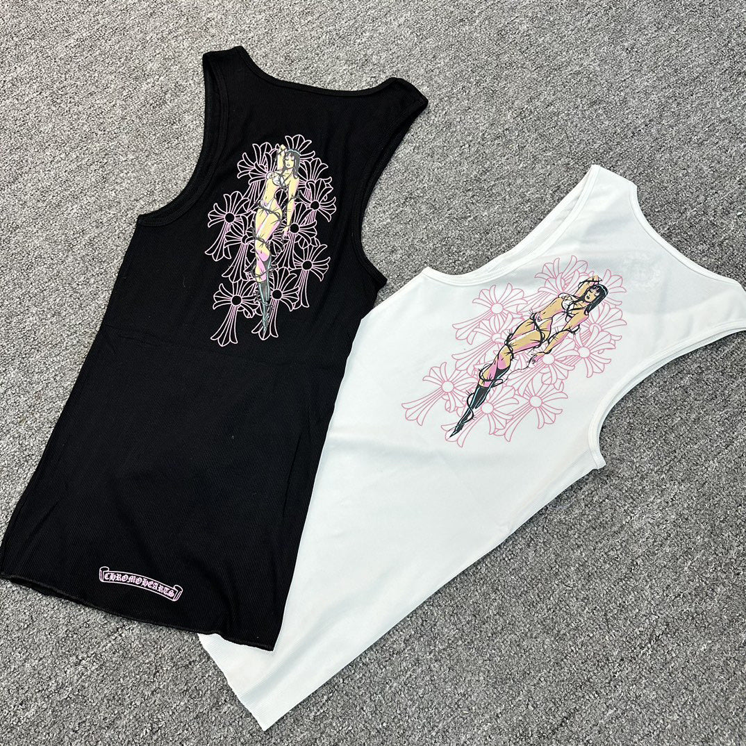 Chrome Hearts deadly doll T-type actress printed vest dress