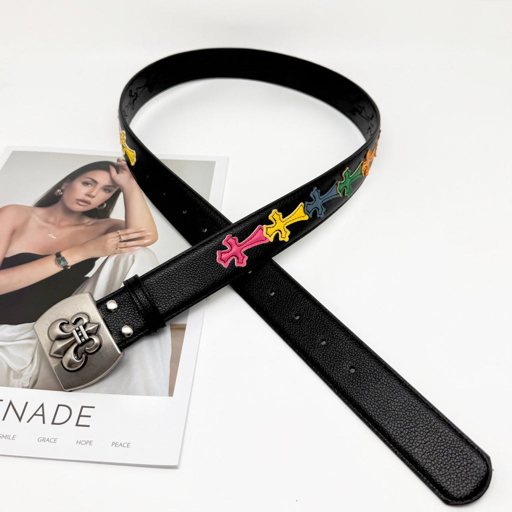 Chrome Hearts roller cutout smooth buckle belt